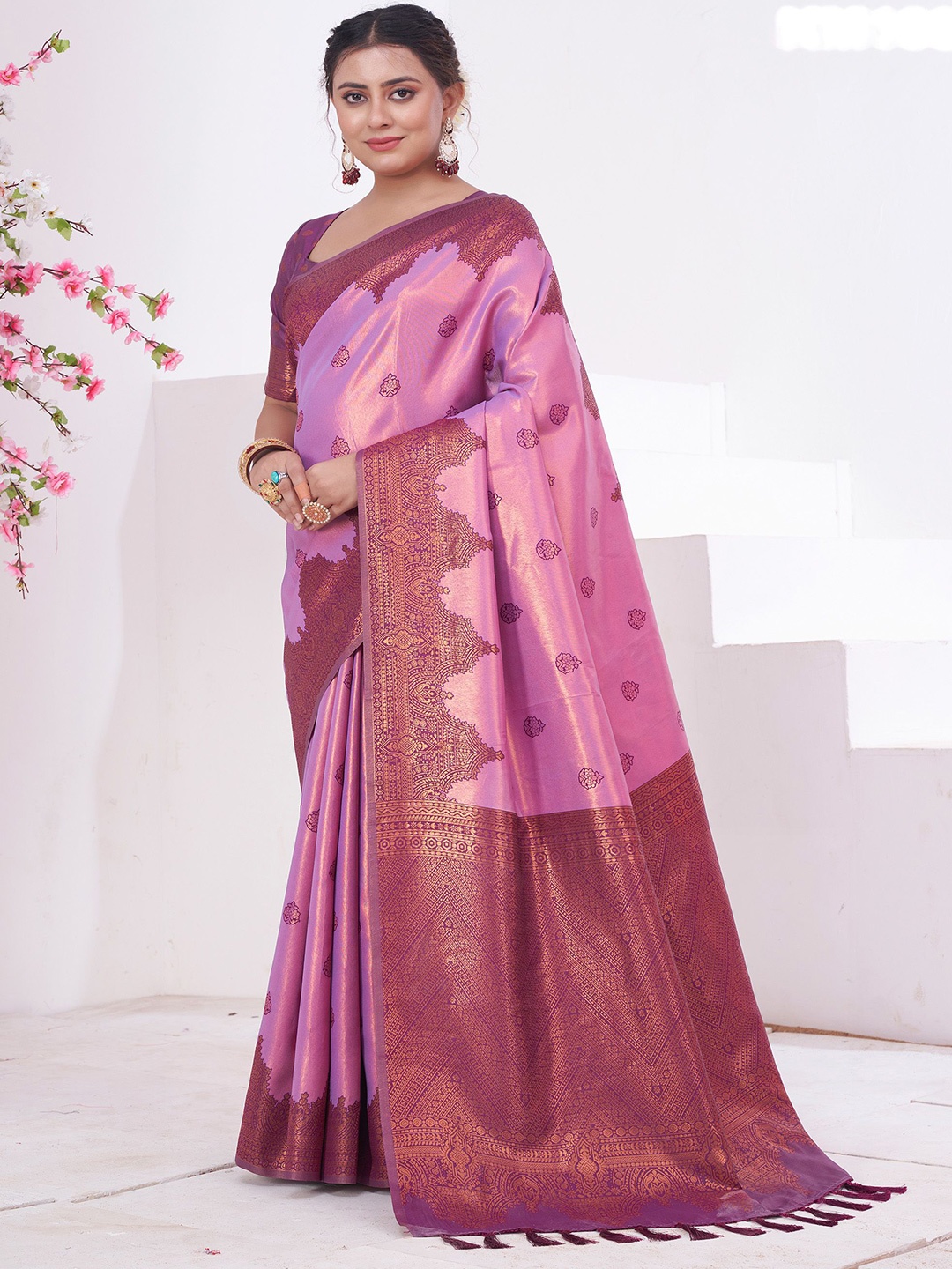 

Anouk Woven Design Zari Kanjeevaram Saree, Lavender