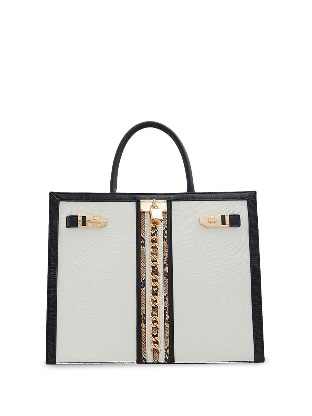 

ALDO Animal Printed Shopper Tote Bag with Cut Work, Black