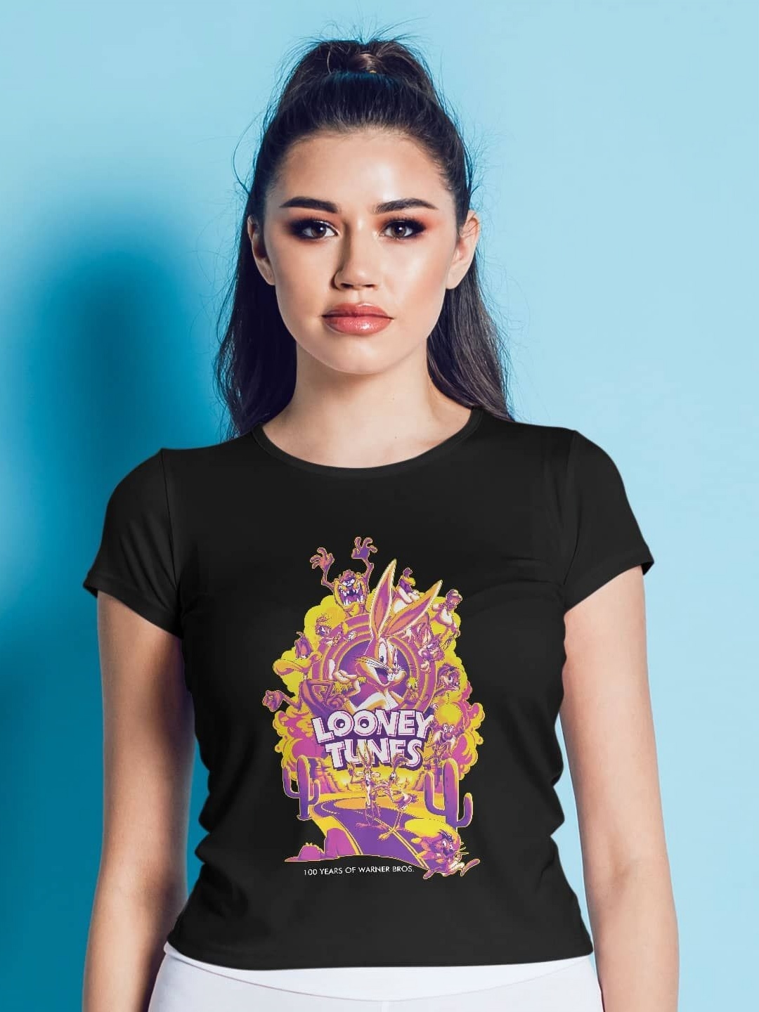 

macmerise Women Printed T-shirt, Black