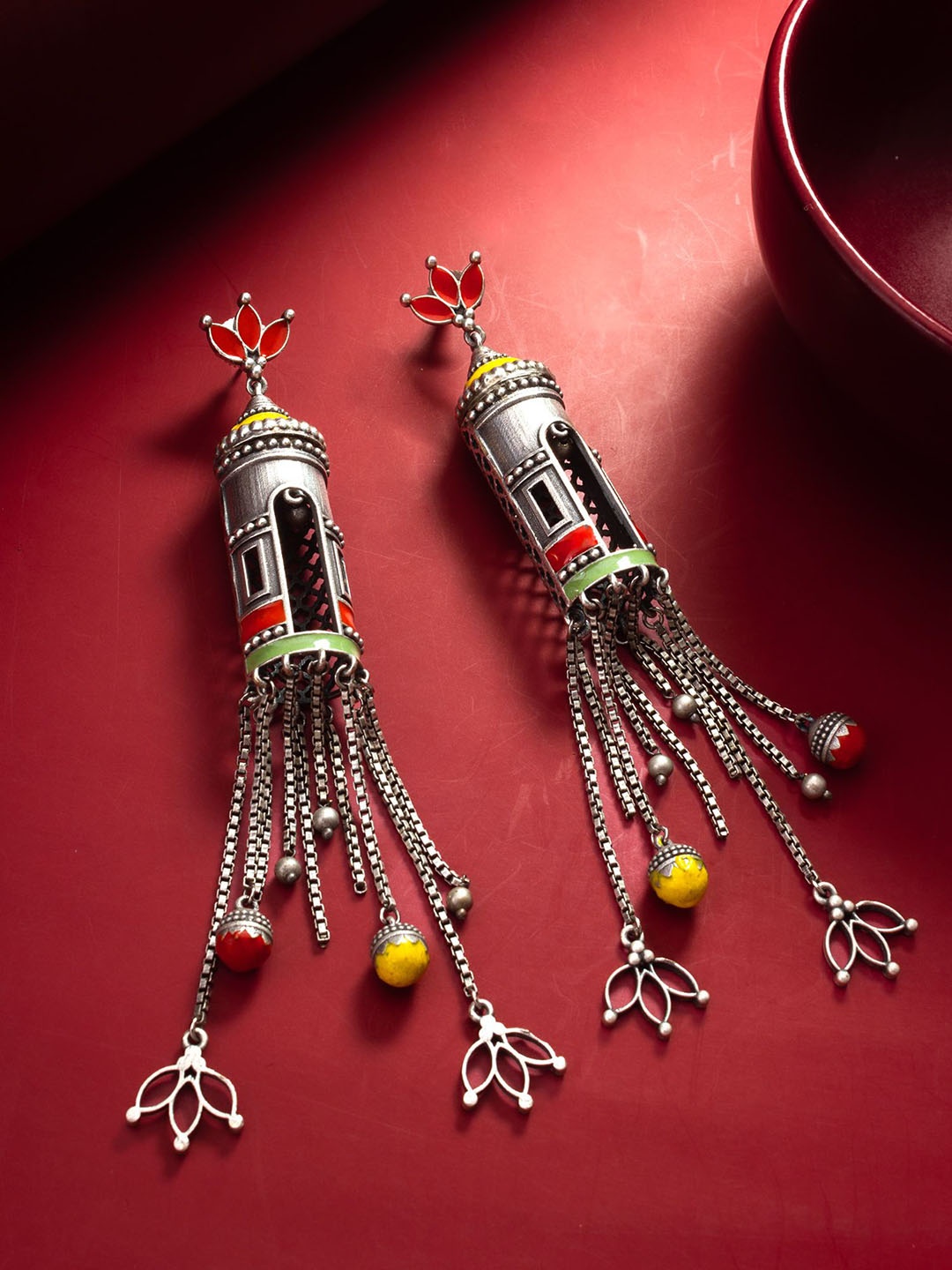 

aadita Silver-Plated Contemporary Drop Earrings