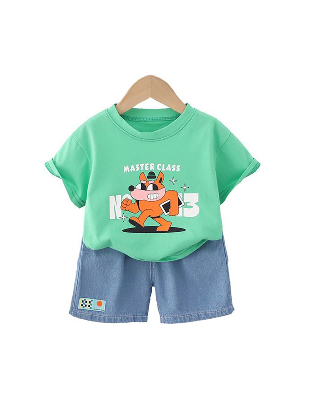 

StyleCast x Revolte Infant Boys Printed Pure Cotton T-shirt With Shorts, Green