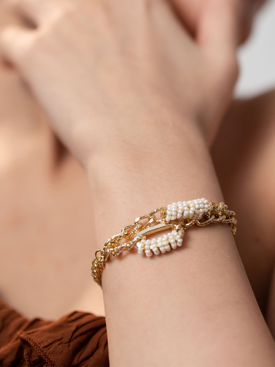 

D'oro Gold-Plated Beaded Link Bracelet