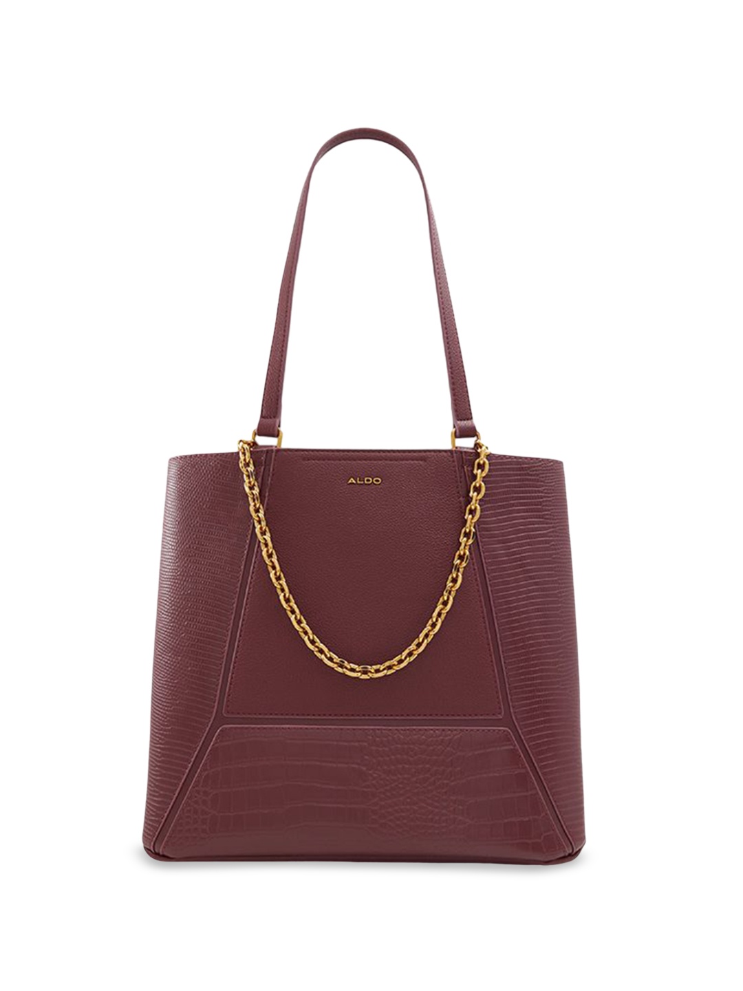 

ALDO Textured Swagger Tote Bag with Quilted, Maroon