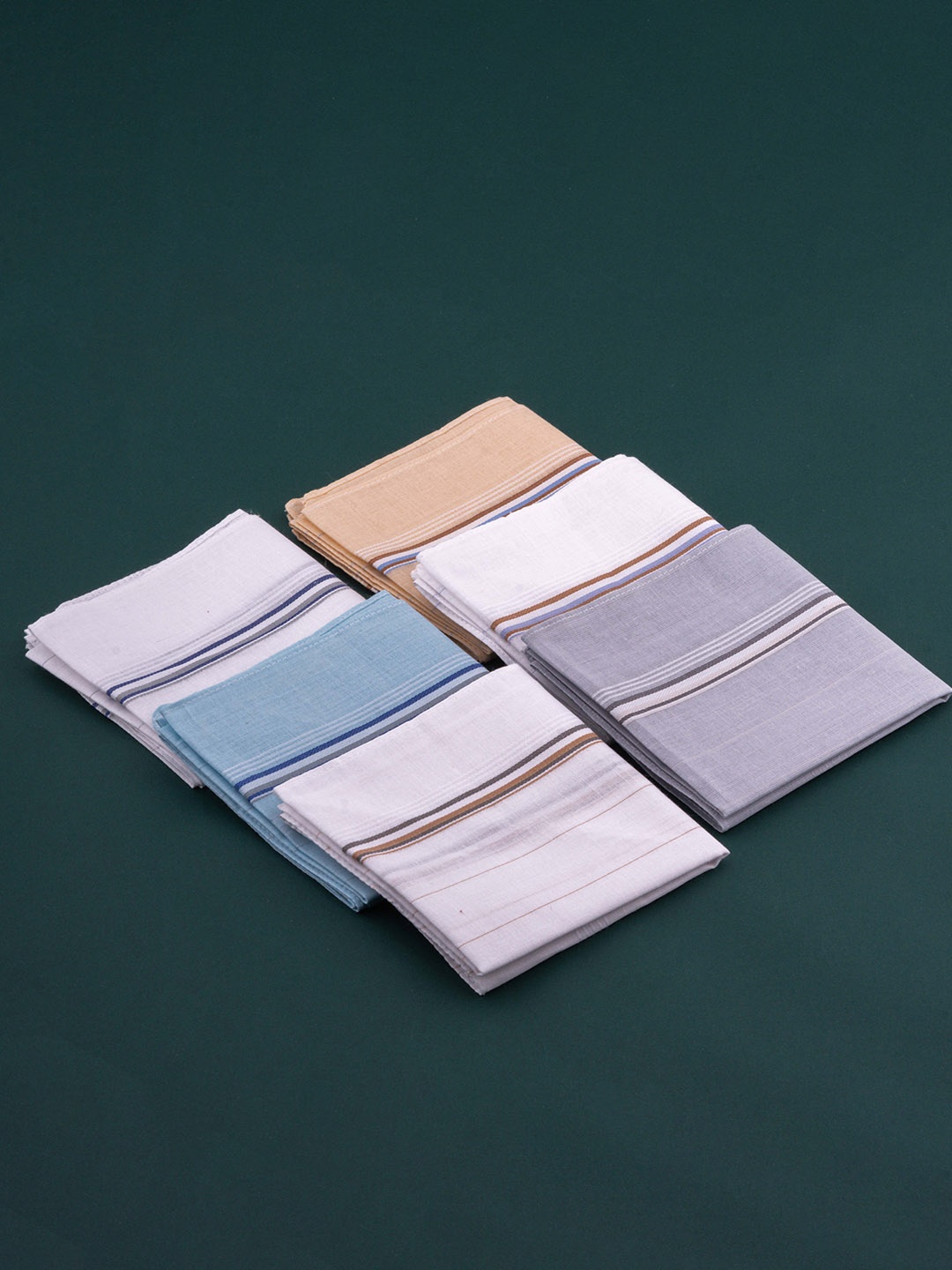 

CROSSLINE Pack of 6 Cotton Striped Handkerchiefs, White