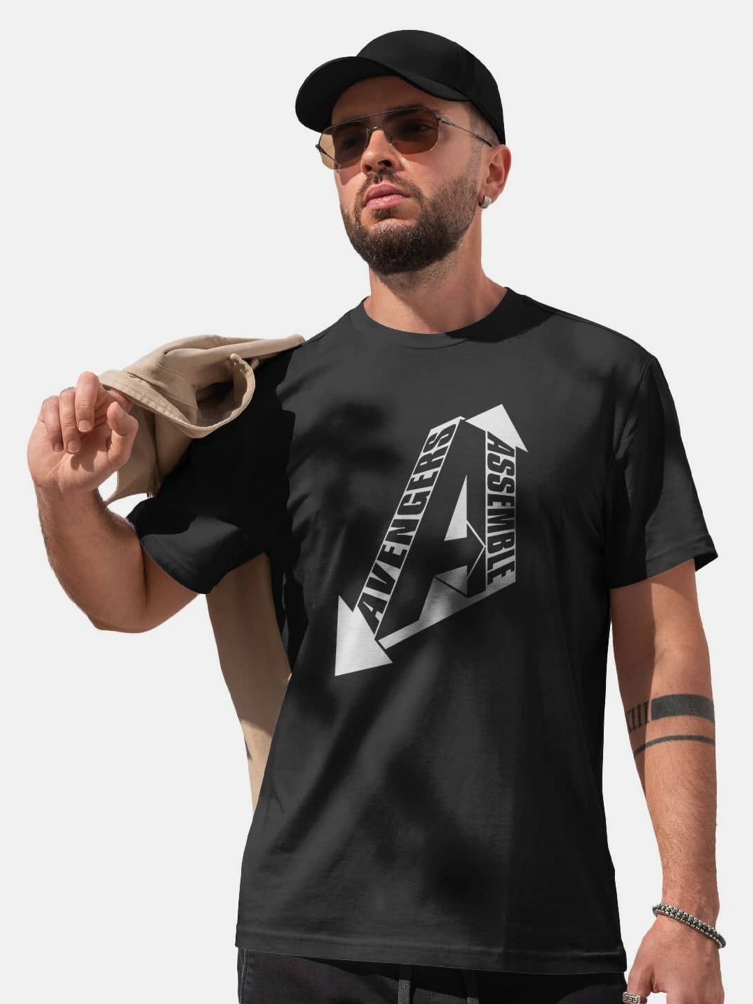 

macmerise Men Typography Printed Raw Edge T-shirt, Black