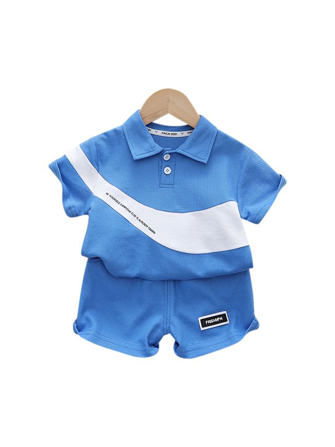 

StyleCast x Revolte Infant Boys Printed Pure Cotton T-shirt With Shorts, Blue