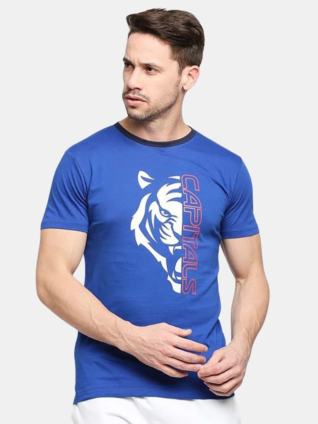 

macmerise Men Printed Pockets T-shirt, Blue