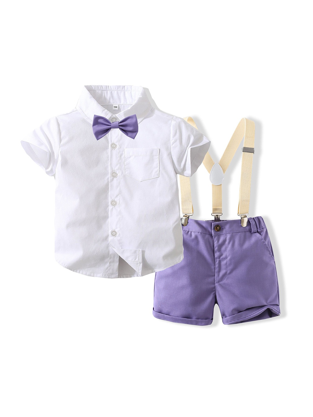 

StyleCast x Revolte Boys Purple & White Pure Cotton Shirt with Shorts Set