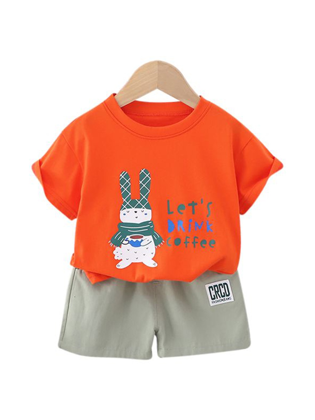 

StyleCast x Revolte Infant Boys Printed Pure Cotton T-shirt With Shorts, Orange