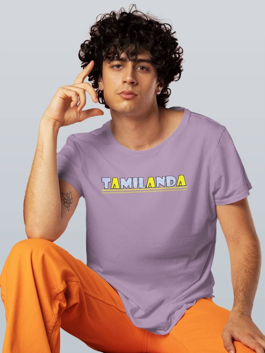 

macmerise Men Printed Pockets T-shirt, Lavender