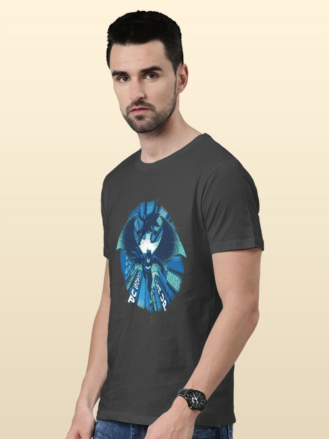 

macmerise Men Printed Extended Sleeves Tropical Pockets T-shirt, Grey