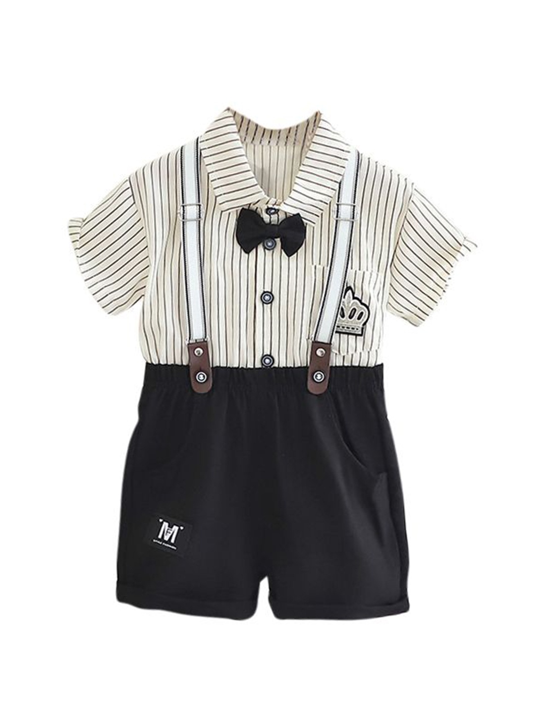 

StyleCast x Revolte Boys Striped Pure Cotton Shirt with Shorts, Beige