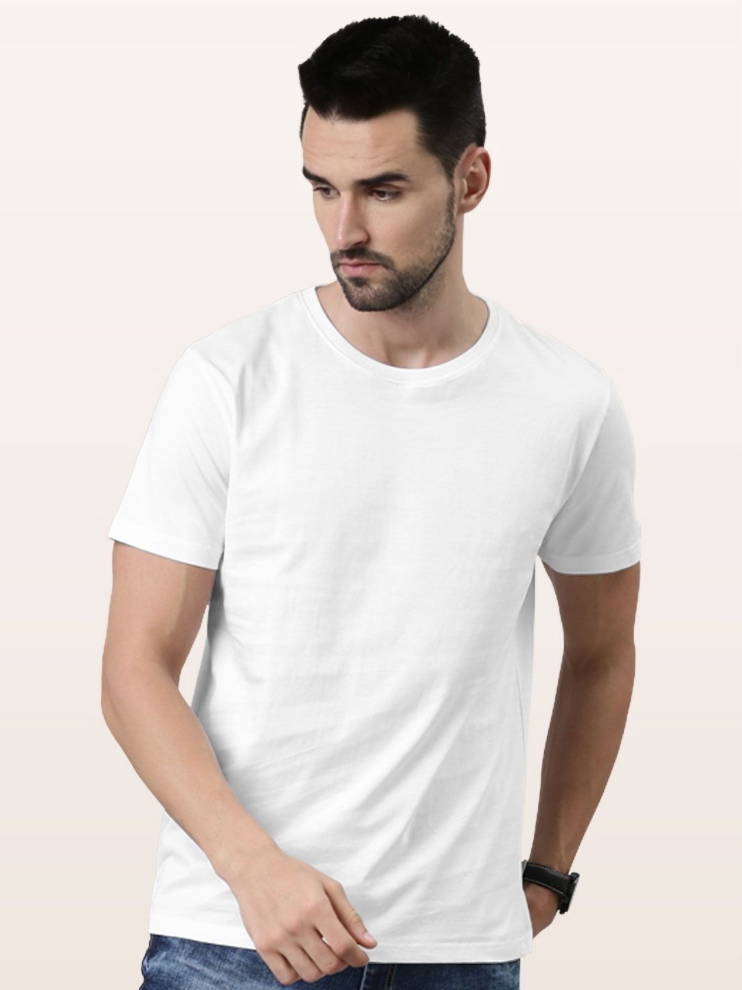 

macmerise Men V-Neck Raw Edge T-shirt, White