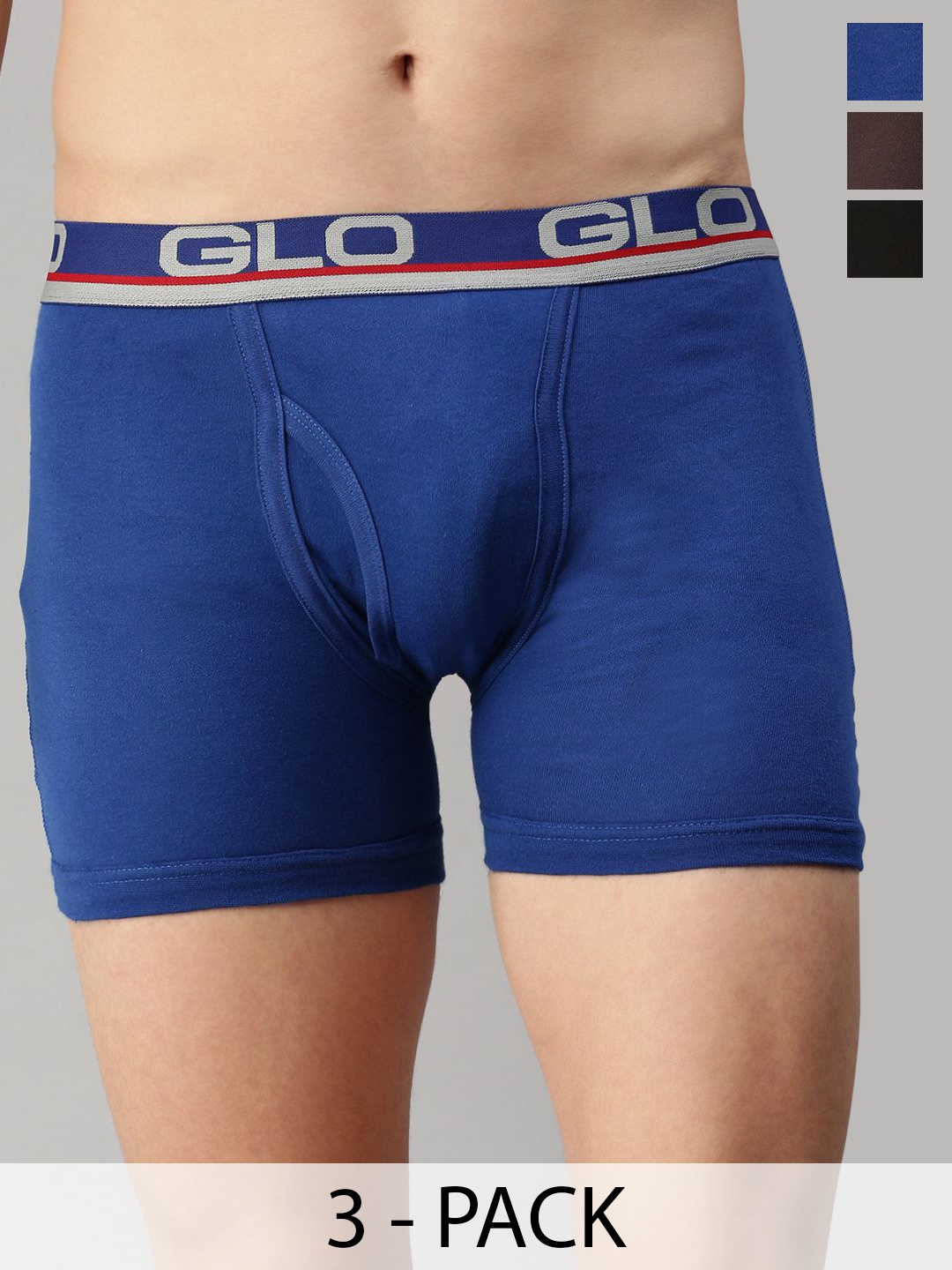 

Lux Cozi Pack Of 3 Men Assorted Trunks COZI_GLO_INTLCK_ASST1_3PC, Blue