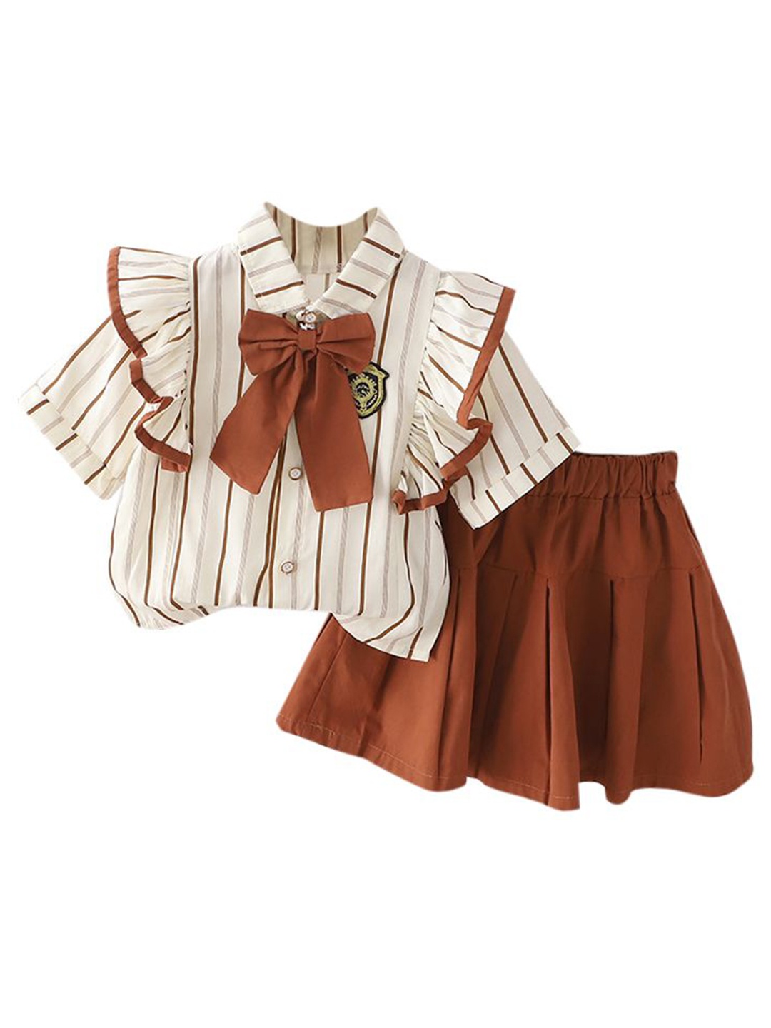

StyleCast x Revolte Girls Printed Pure Cotton Top with Skirt, Cream