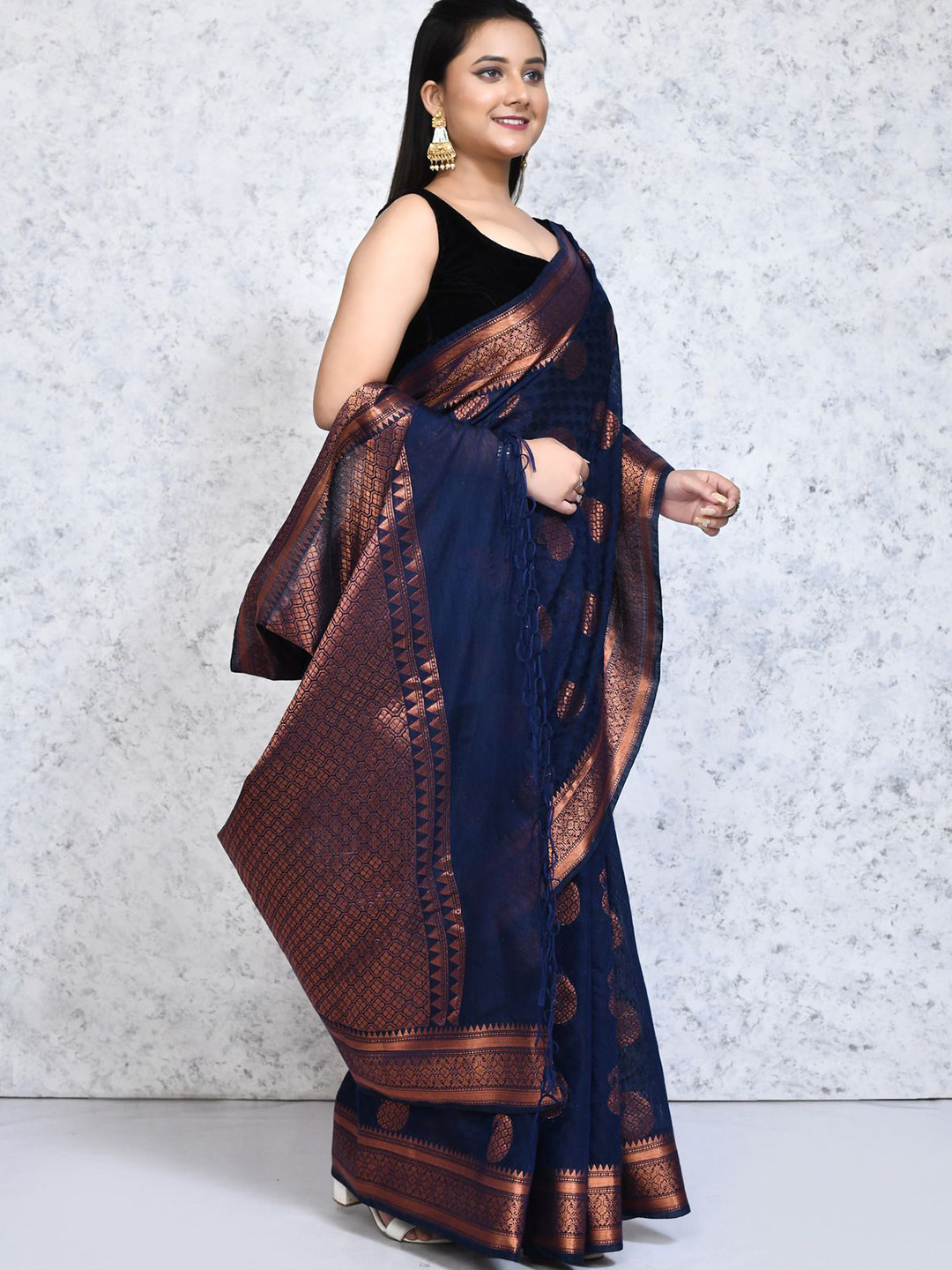 

SPRISH Woven Design Zari Pure Silk Saree, Blue