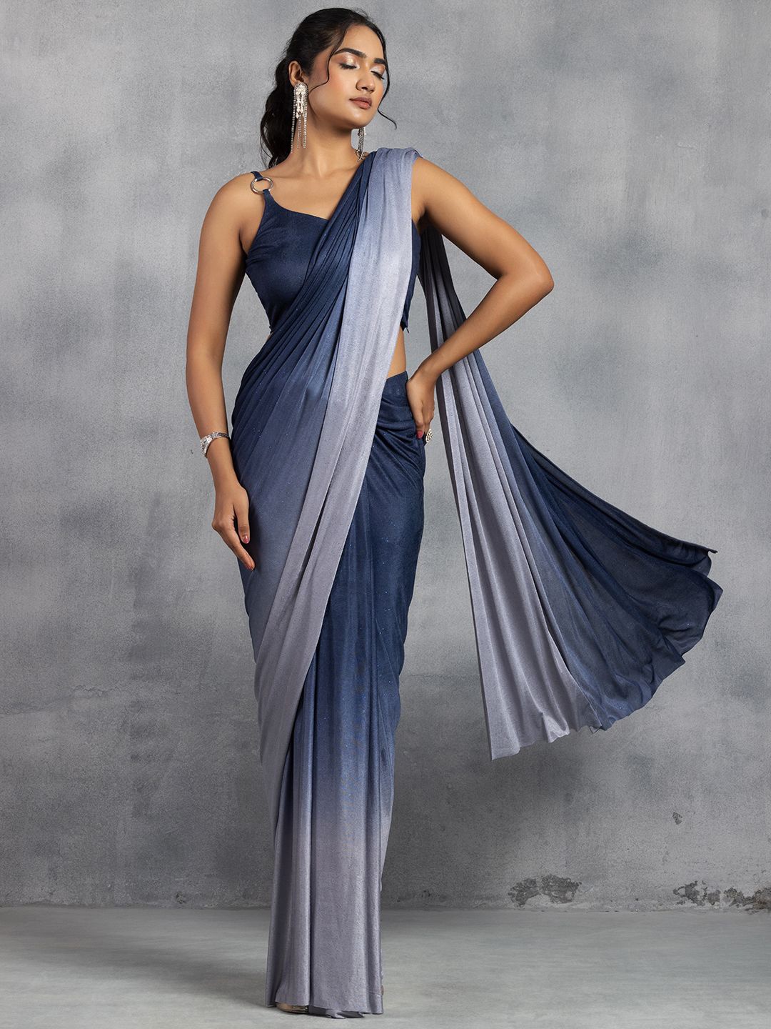 

Rang by Indya Ombre Embellished Ready to Wear Saree with Blouse, Blue