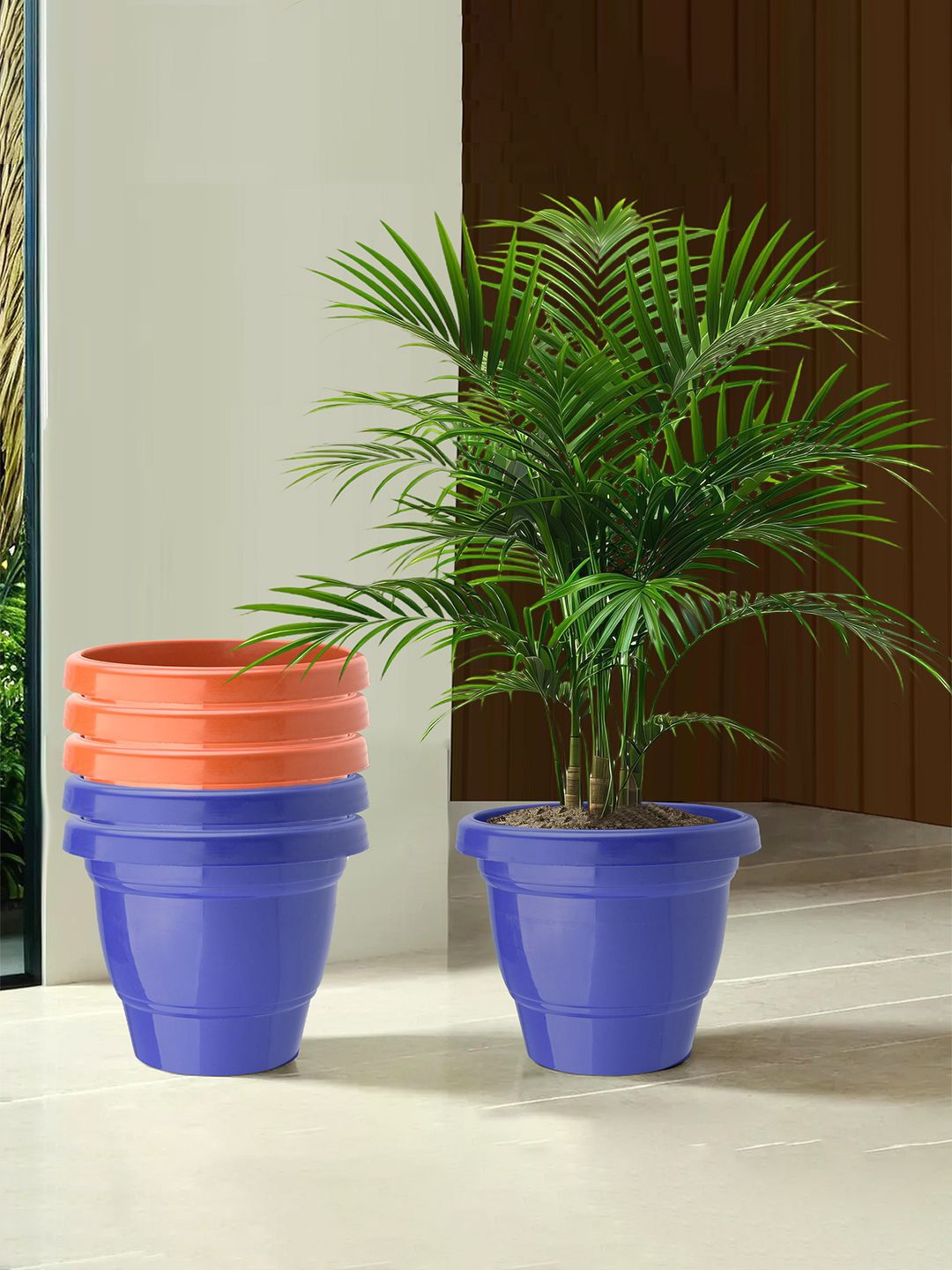 

Kuber Industries Blue & Orange 6 Pieces Lightweight Planters
