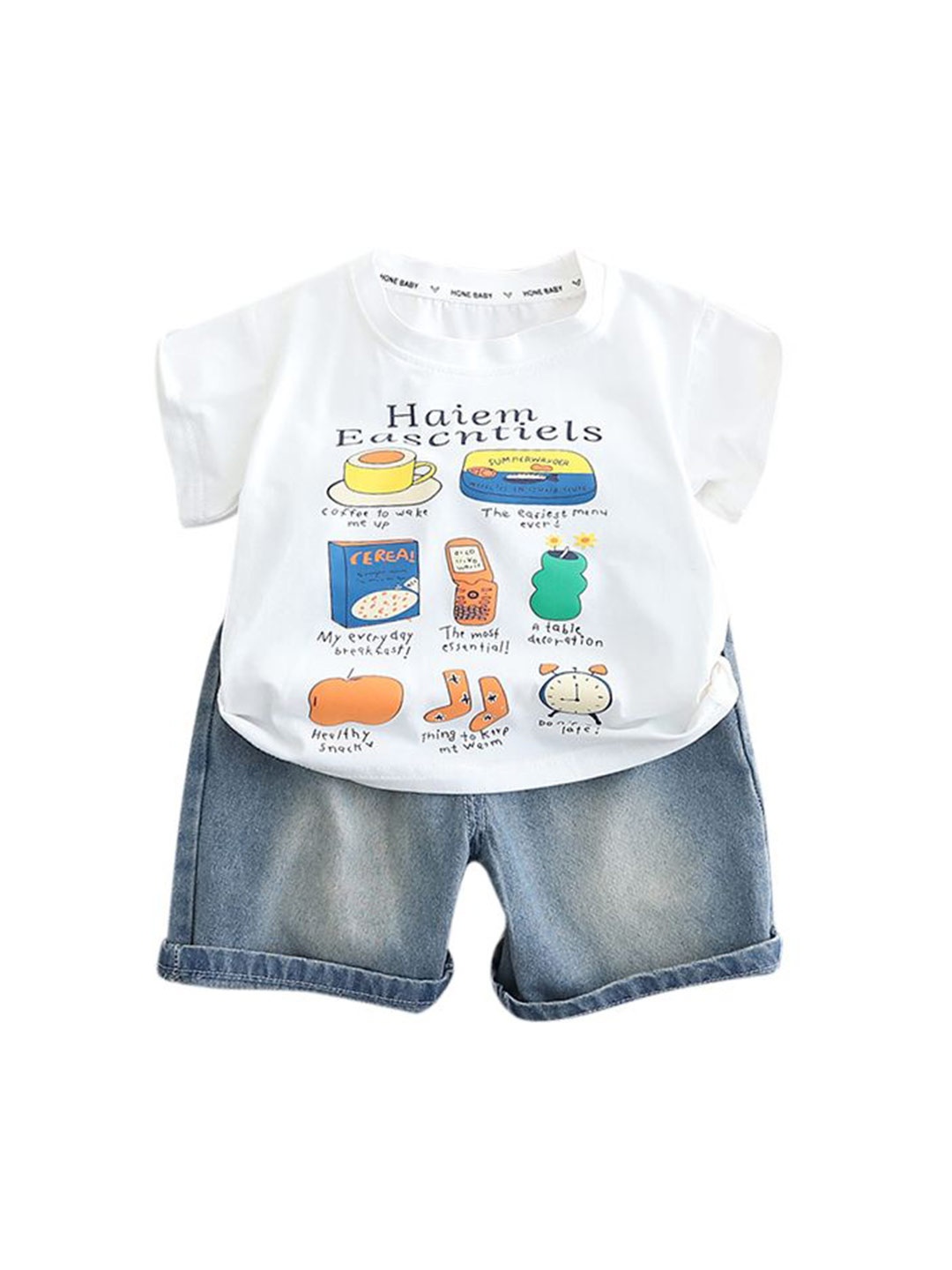 

StyleCast x Revolte Boys Printed Pure Cotton T-shirt with Shorts, White