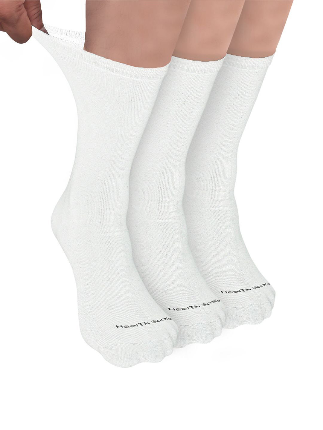 

FOOTPRINT Men 3 Pairs Seamless Organic Cotton Crew-Length Bamboo Socks, White