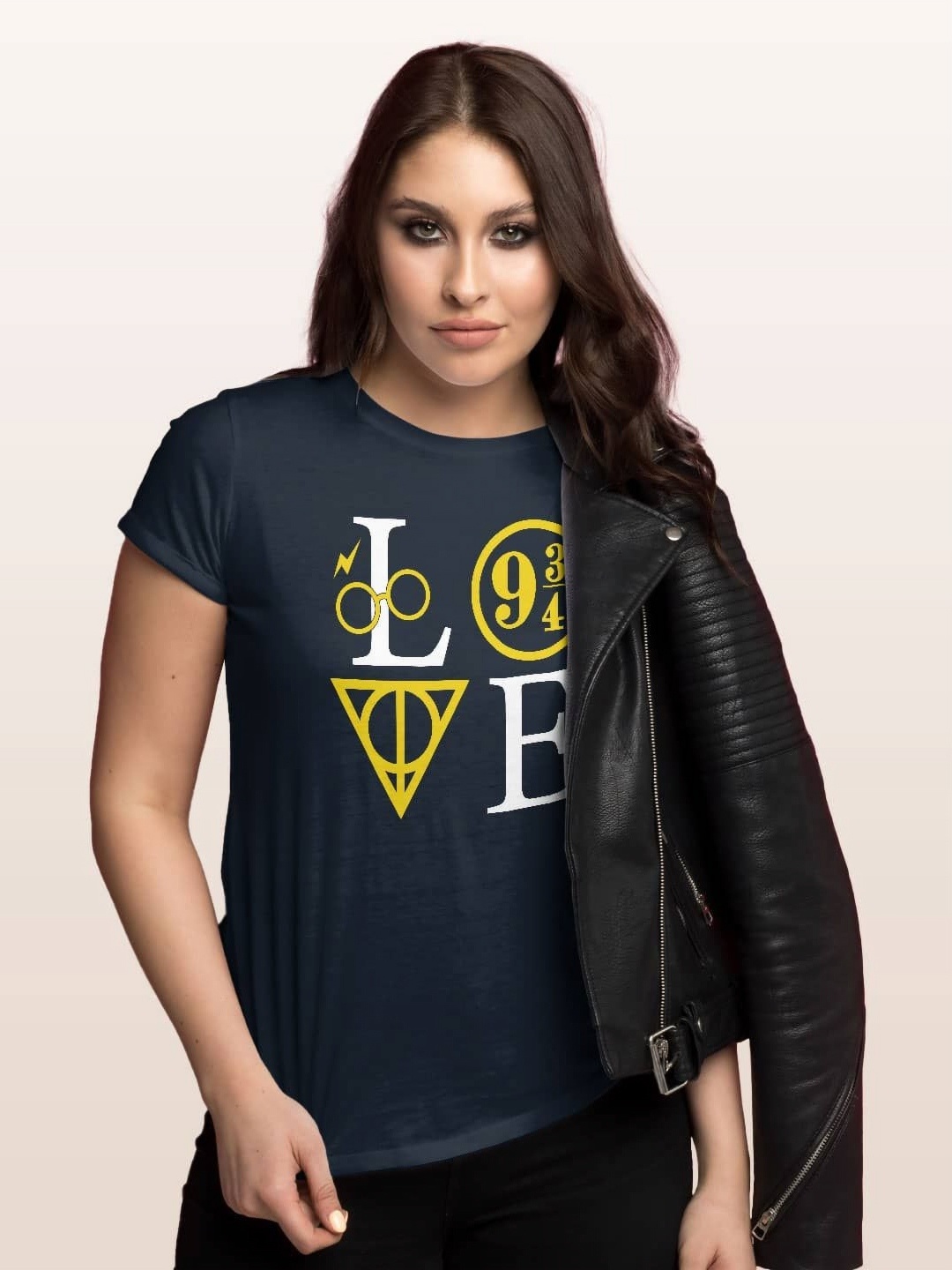 

macmerise Women Typography Printed Hooded T-shirt, Navy blue