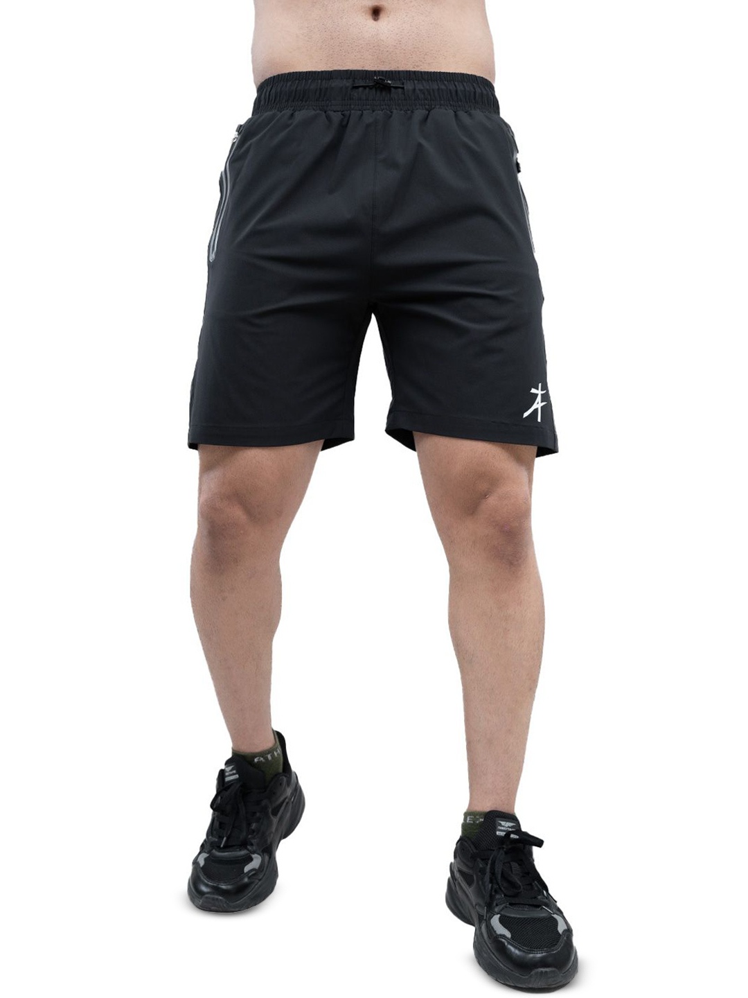 

Athflex Men Regular Fit Knee Length Breathable Fabric Daily Shorts with Utility Pockets, Black