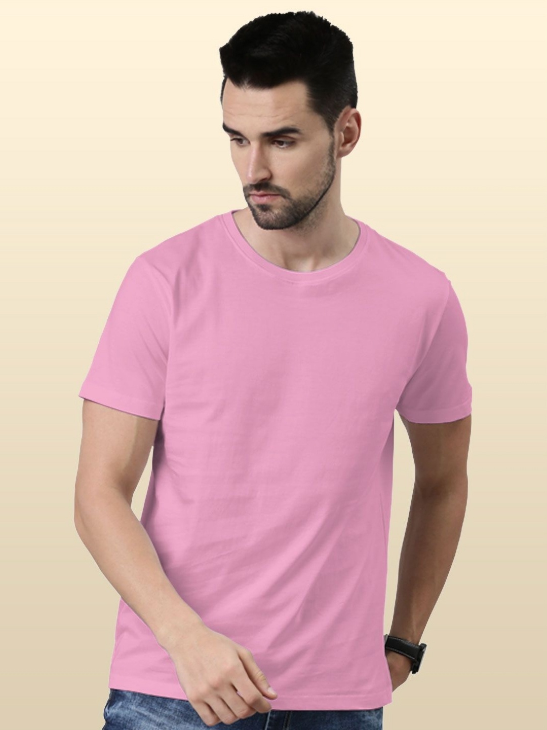 

macmerise Men Printed Extended Sleeves Raw Edge T-shirt, Pink