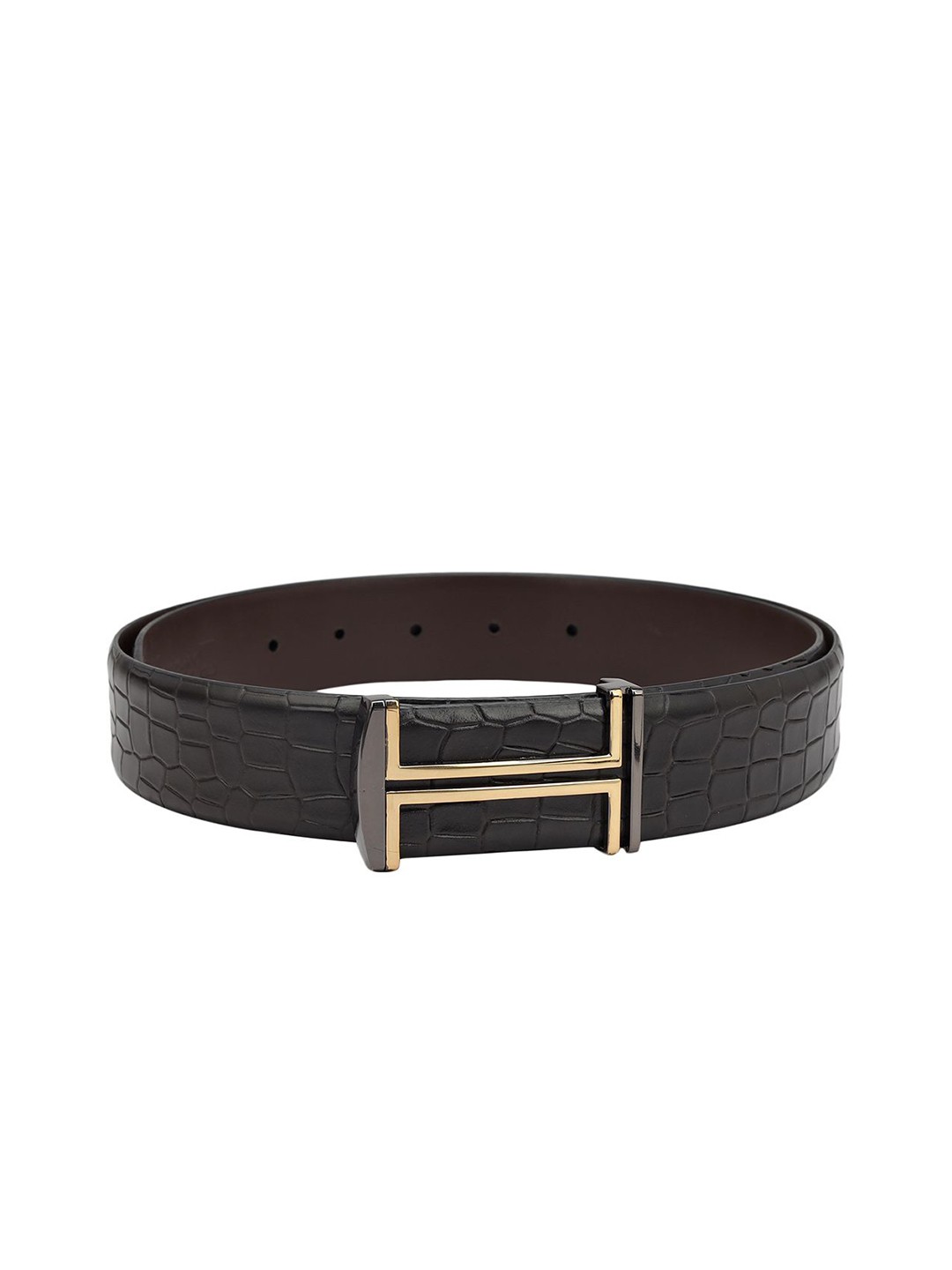 

Da Milano Men Textured Tang Closure Casual Belt, Brown