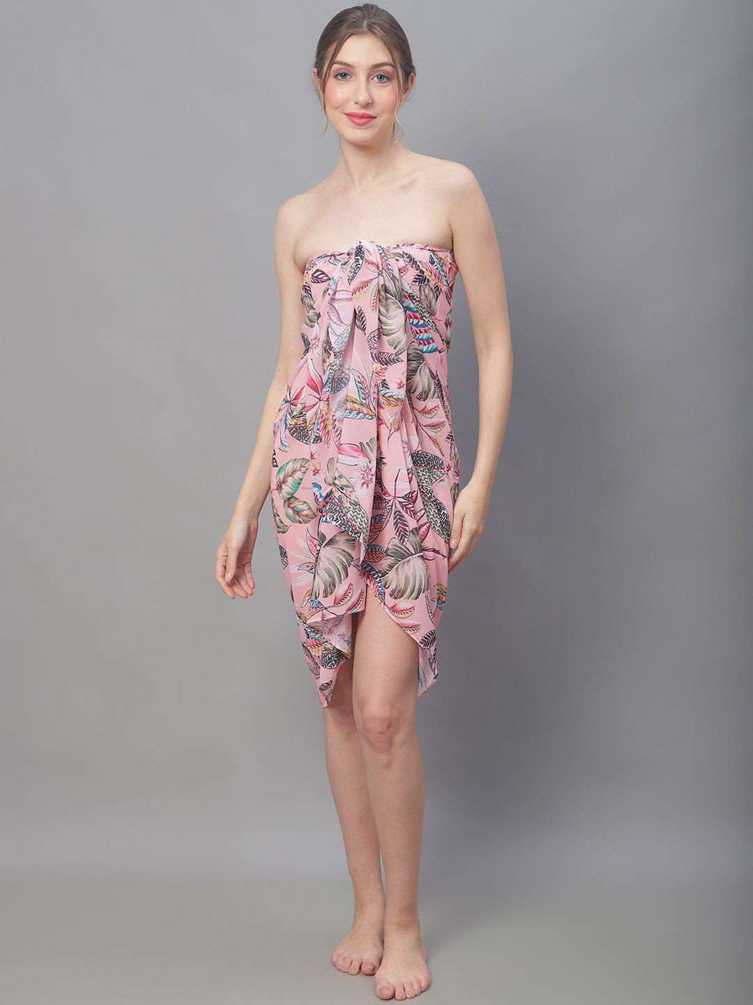 

Claura Printed Swimwear Cover Up Top, Pink