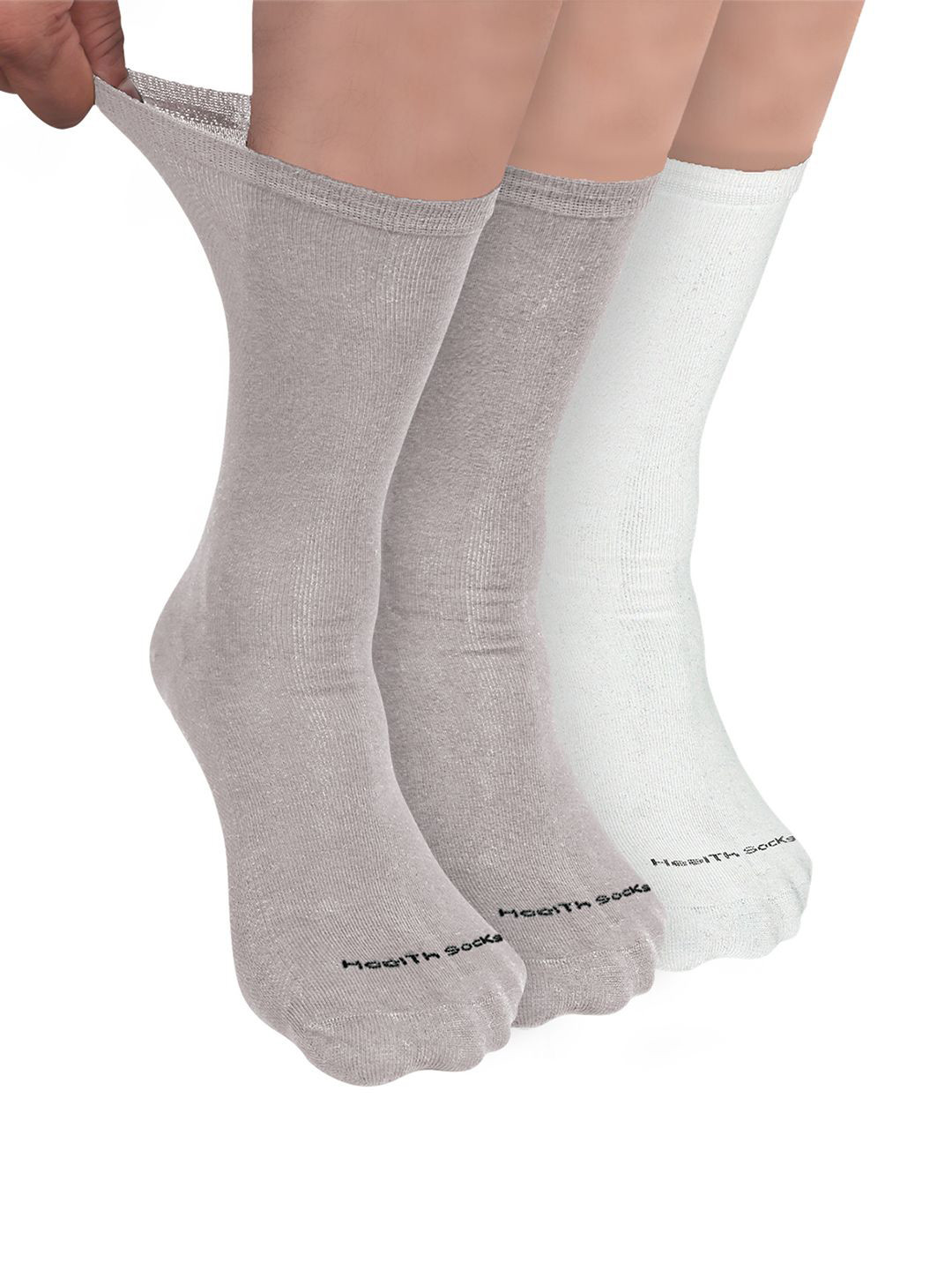 

FOOTPRINT Men 3 Pairs Seamless Organic Cotton Crew-Length Bamboo Socks, White