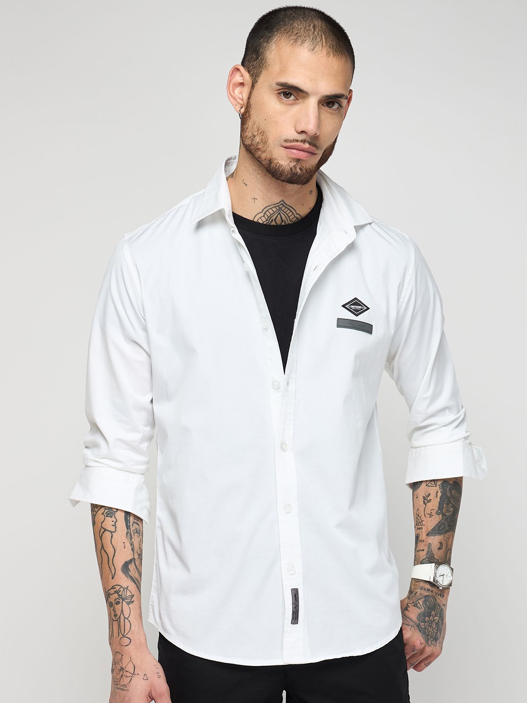 

Red Flame Men Slim Fit Opaque Casual Shirt, White