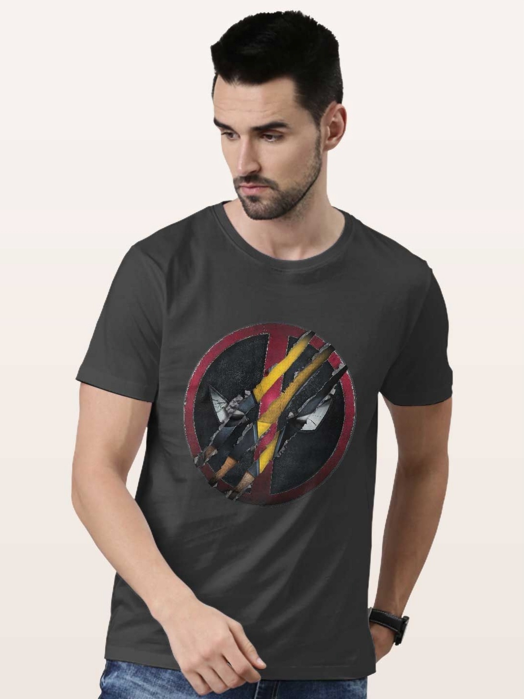 

macmerise Men Printed T-shirt, Grey