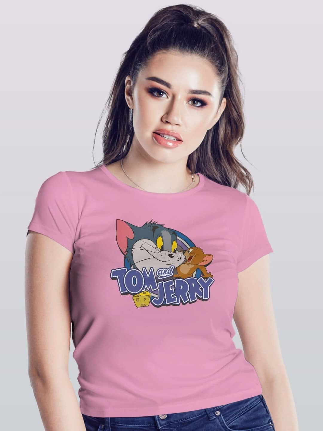 

macmerise Women Printed Applique T-shirt, Pink