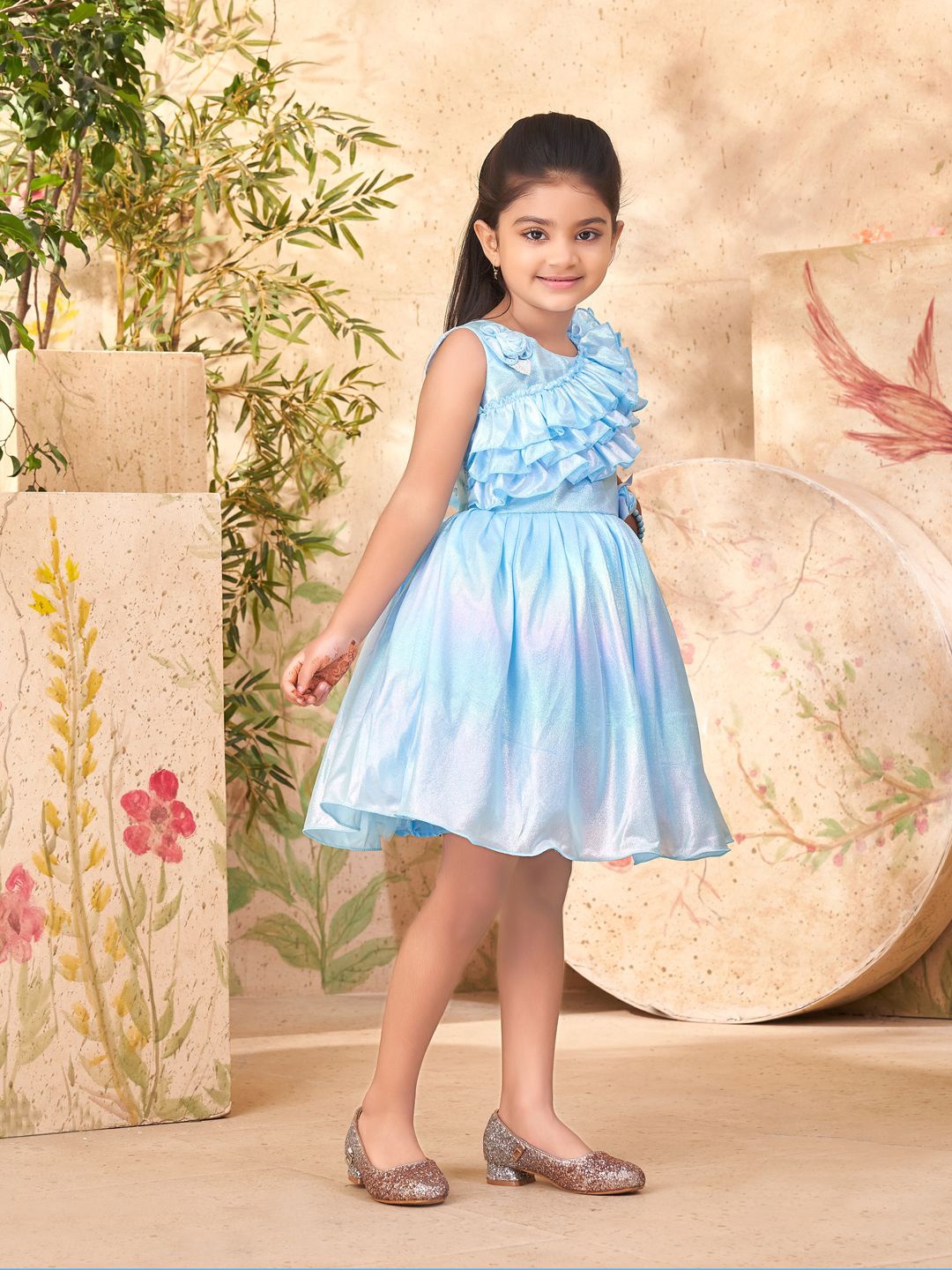 

BAESD Girls Ruffles Fit & Flare Dress, Turquoise blue