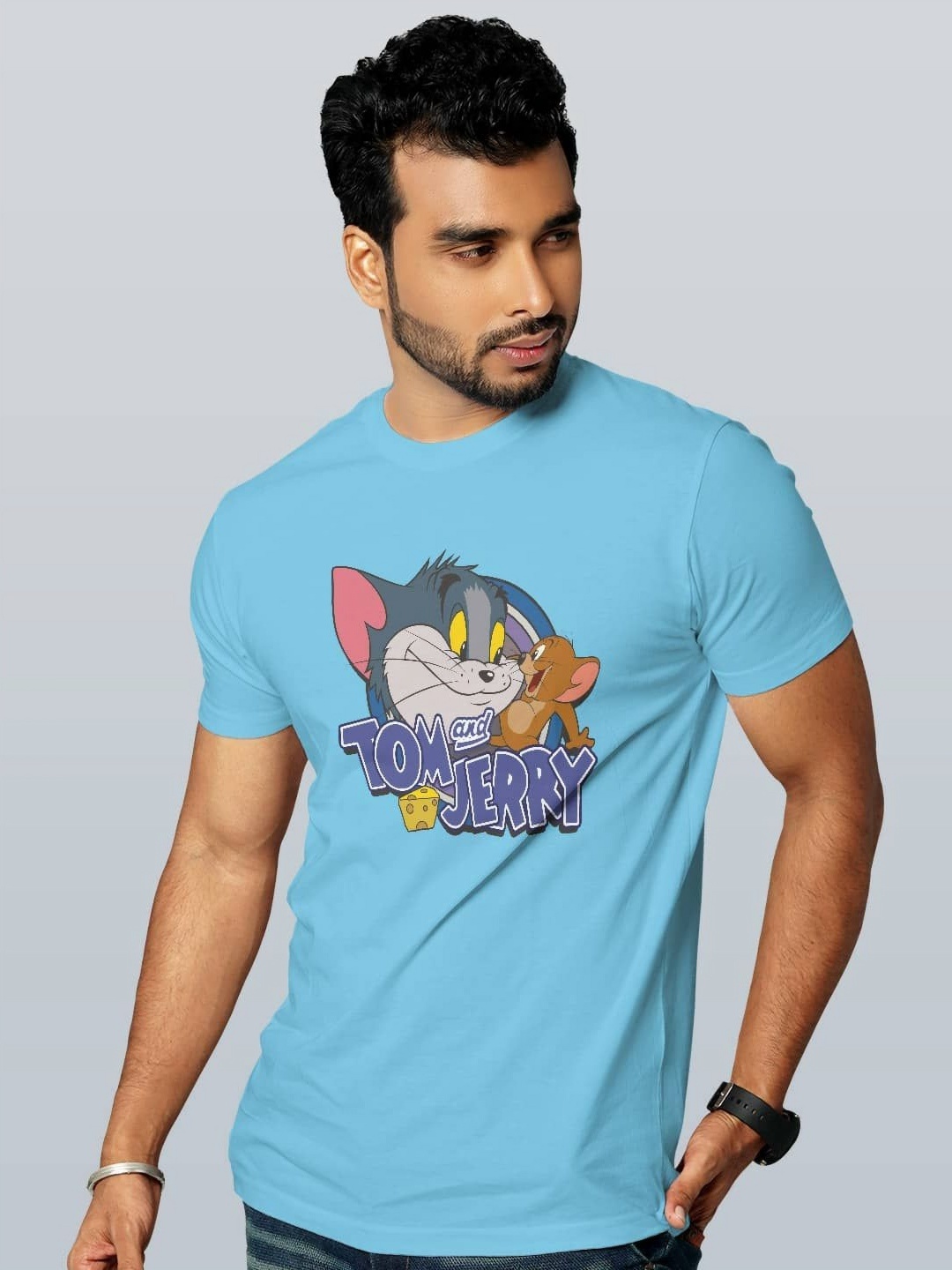 

macmerise Men Printed Applique T-shirt, Blue
