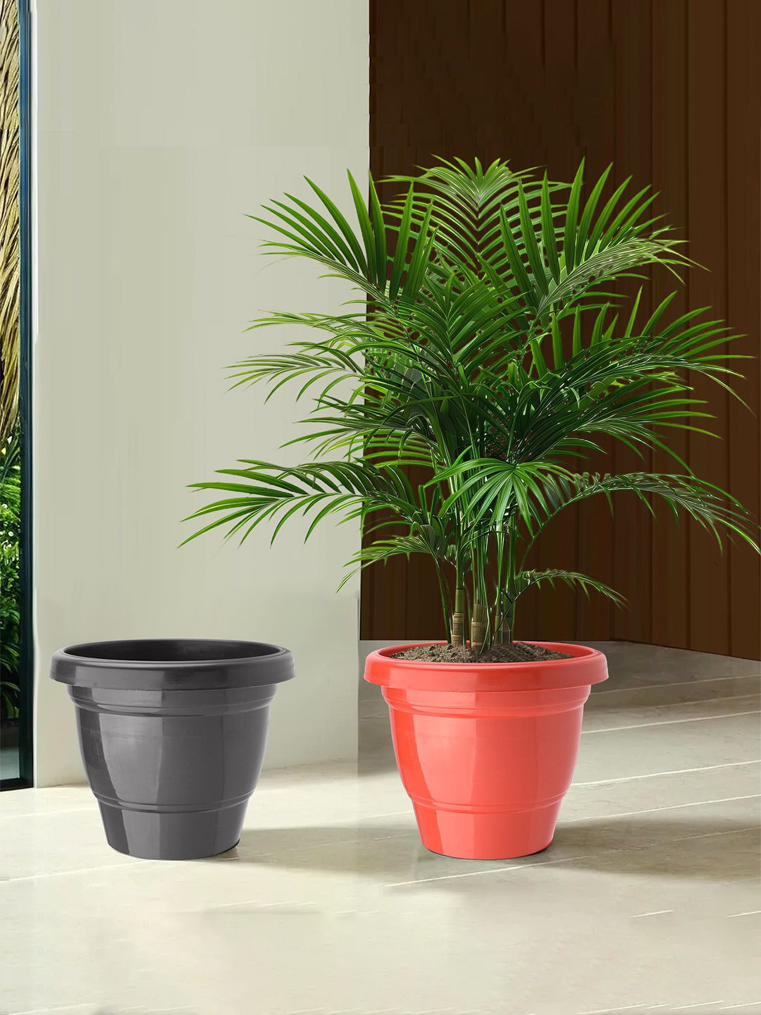 

Kuber Industries Red & Black 2 Pieces 2-Layer Planters