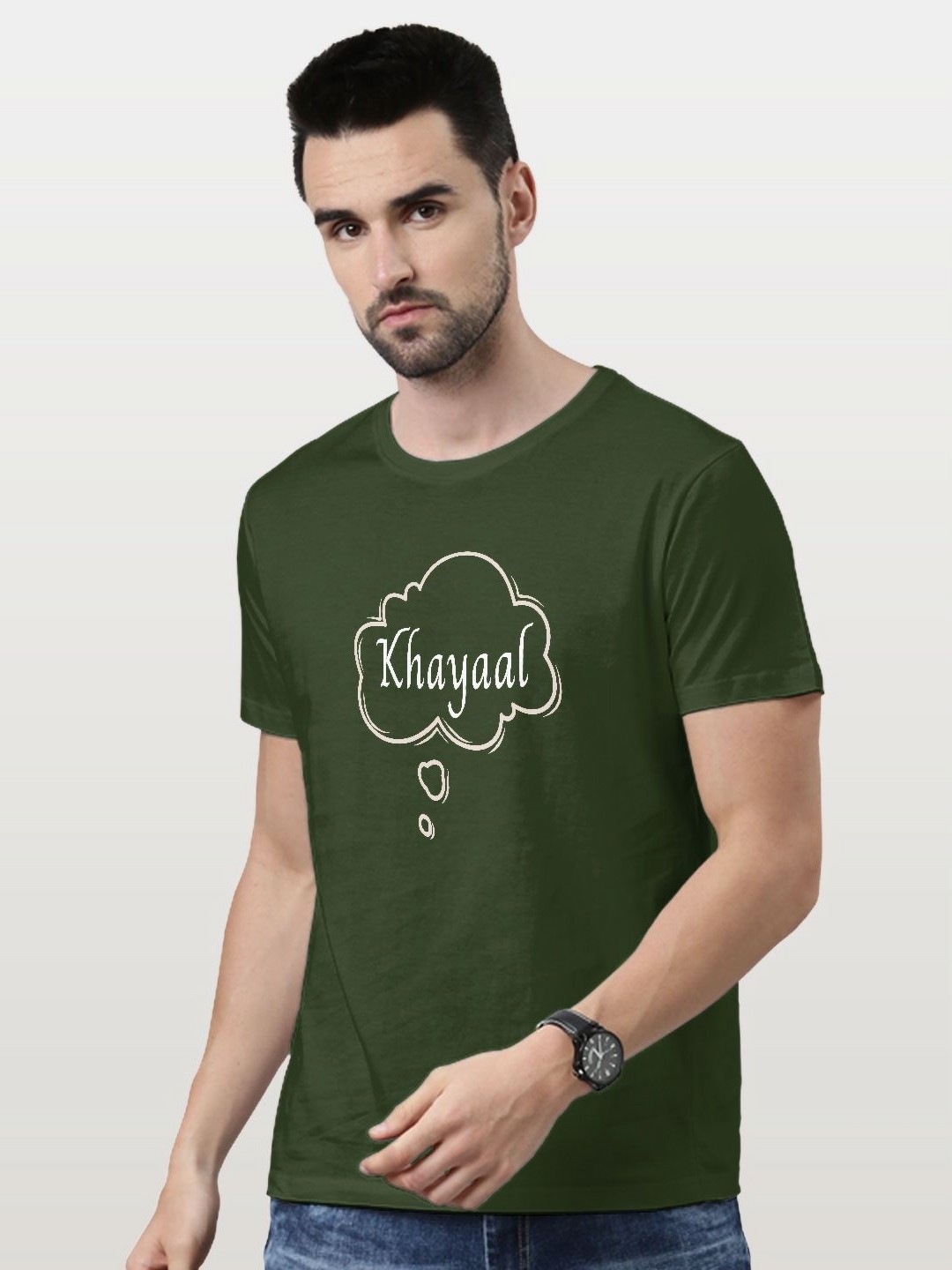 

macmerise Men Typography Printed Raw Edge T-shirt, Green