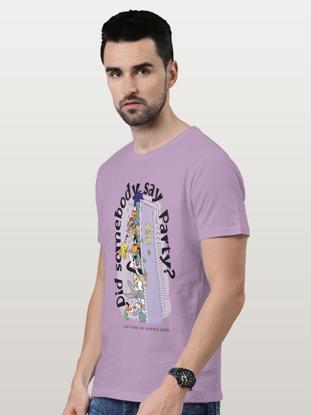 

macmerise Men Printed T-shirt, Lavender