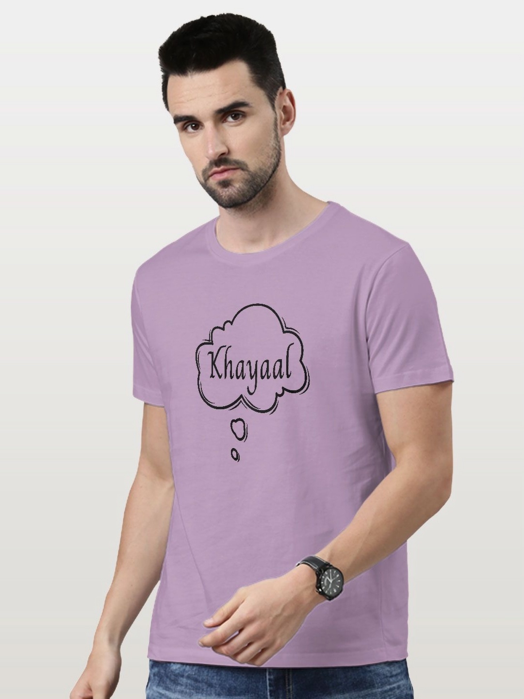 

macmerise Men Printed Applique T-shirt, Lavender