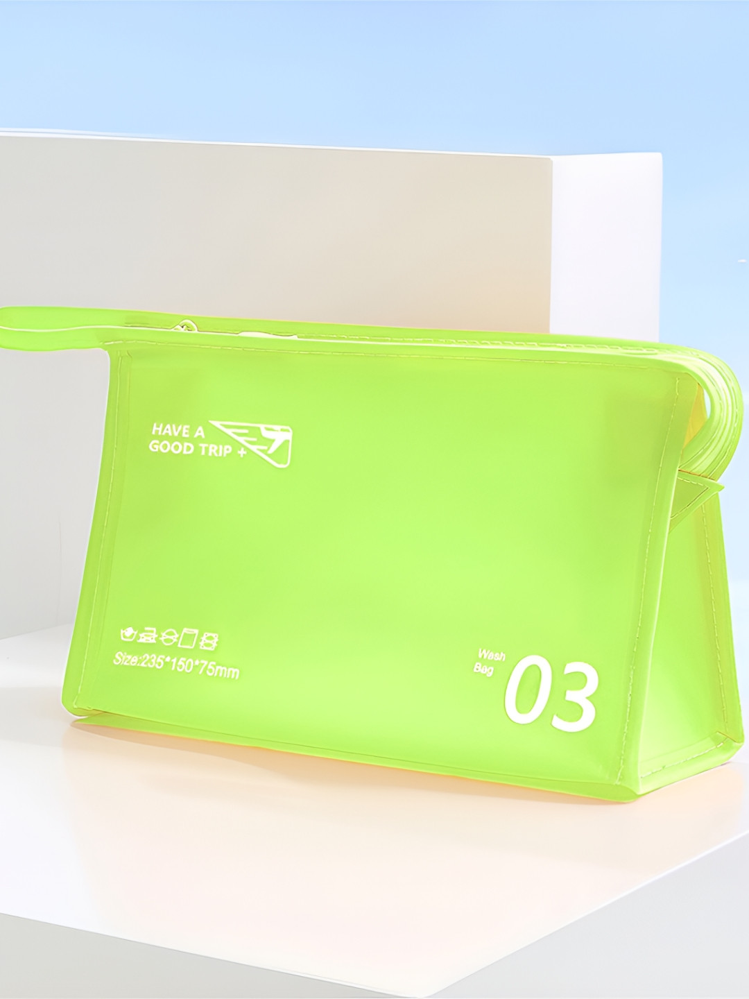 

Aura Printed Nylon Makeup Travel Pouch, Lime green