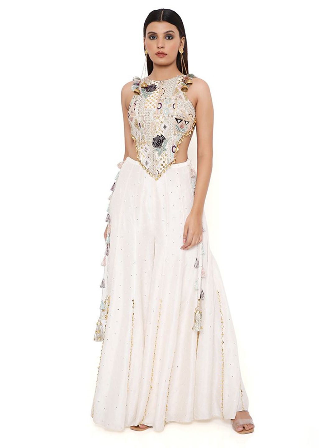 

Payal Singhal Ira Embellished Top With Sharara, White