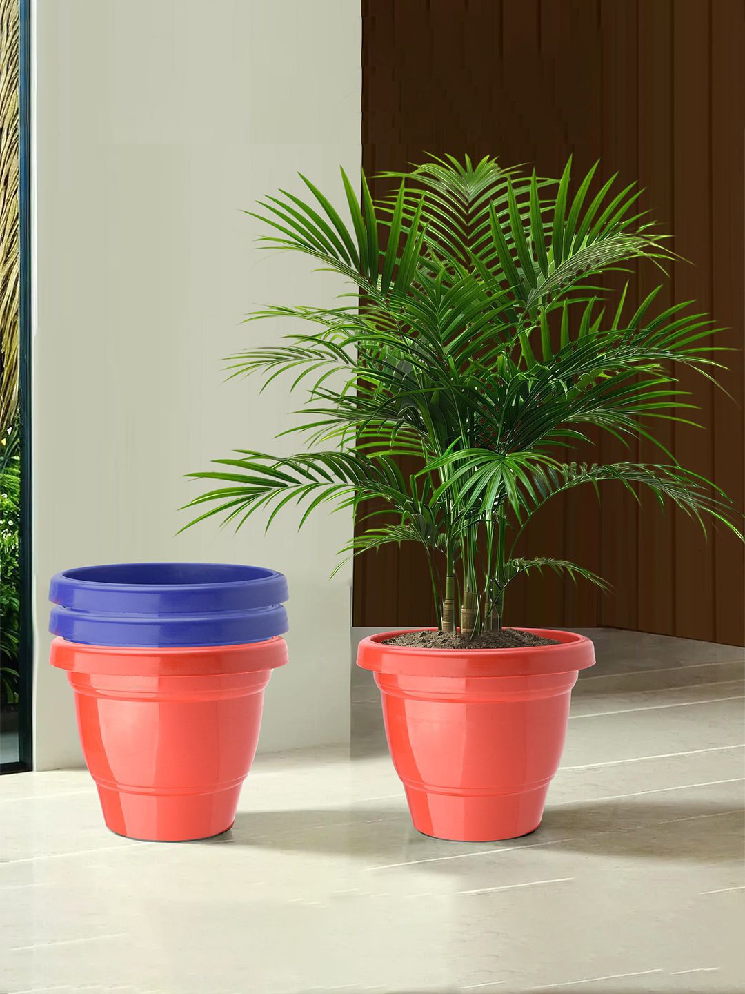 

Kuber Industries Red & Blue 4 Pieces Durable Planters