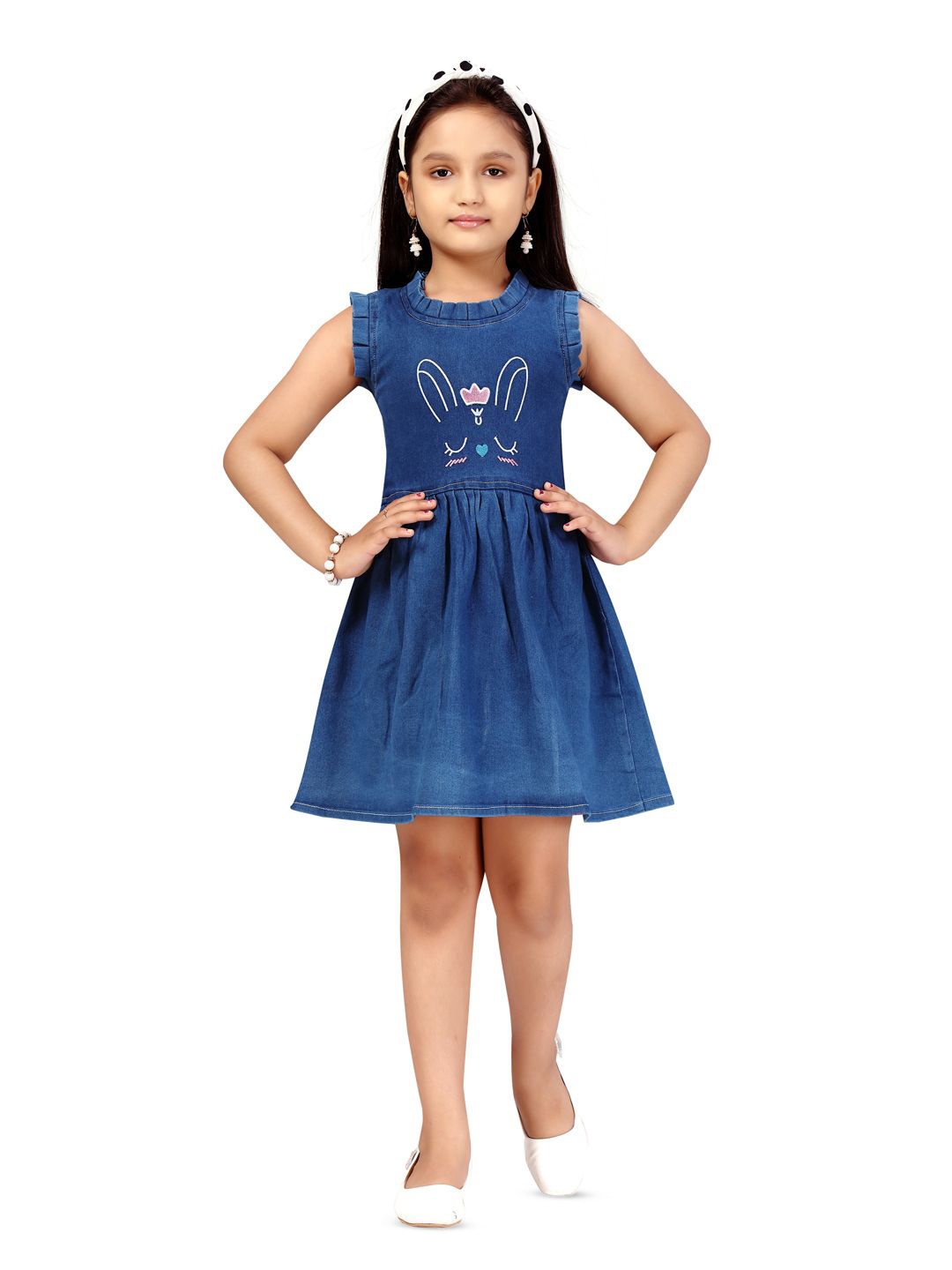 

BAESD Girls Cotton Fit & Flare Dress, Blue