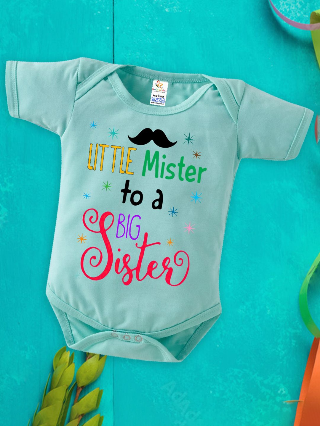 

Babywish Infants Printed Cotton Bodysuit, Sea green