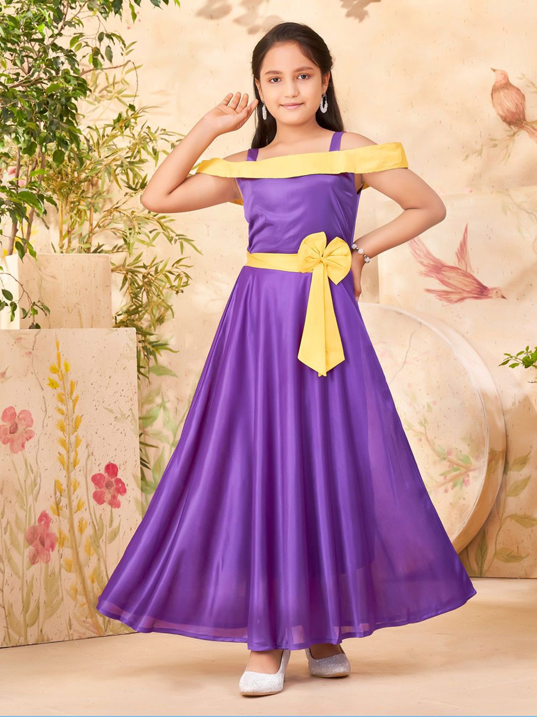 

BAESD Girls Off-Shoulder Fit & Flare Maxi Dress, Violet