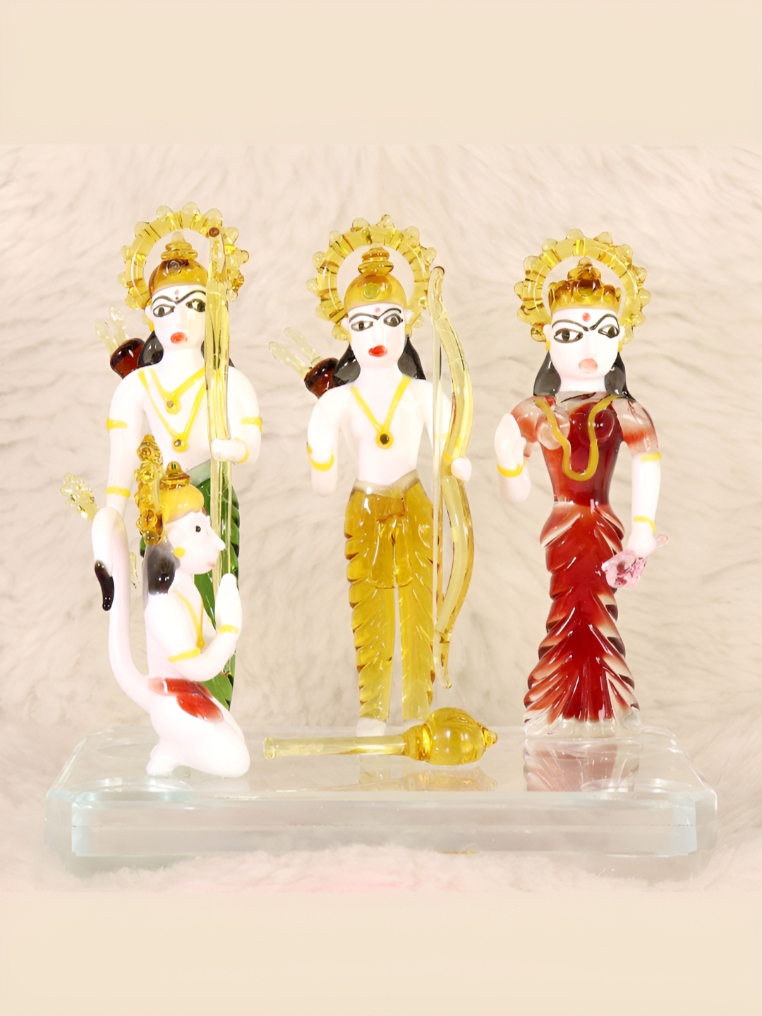 

NMII White & Yellow Religious Glass Idol Showpiece