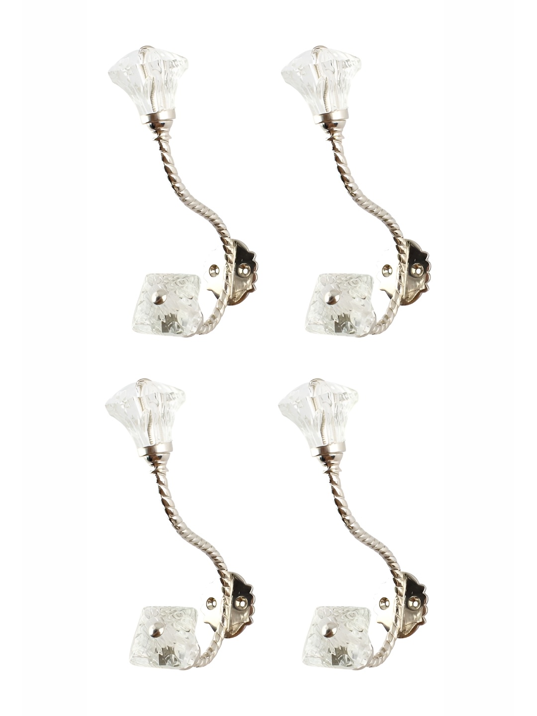 

Indianshelf Transparent & Metallic Toned 4 Pieces Textured Metal Hooks
