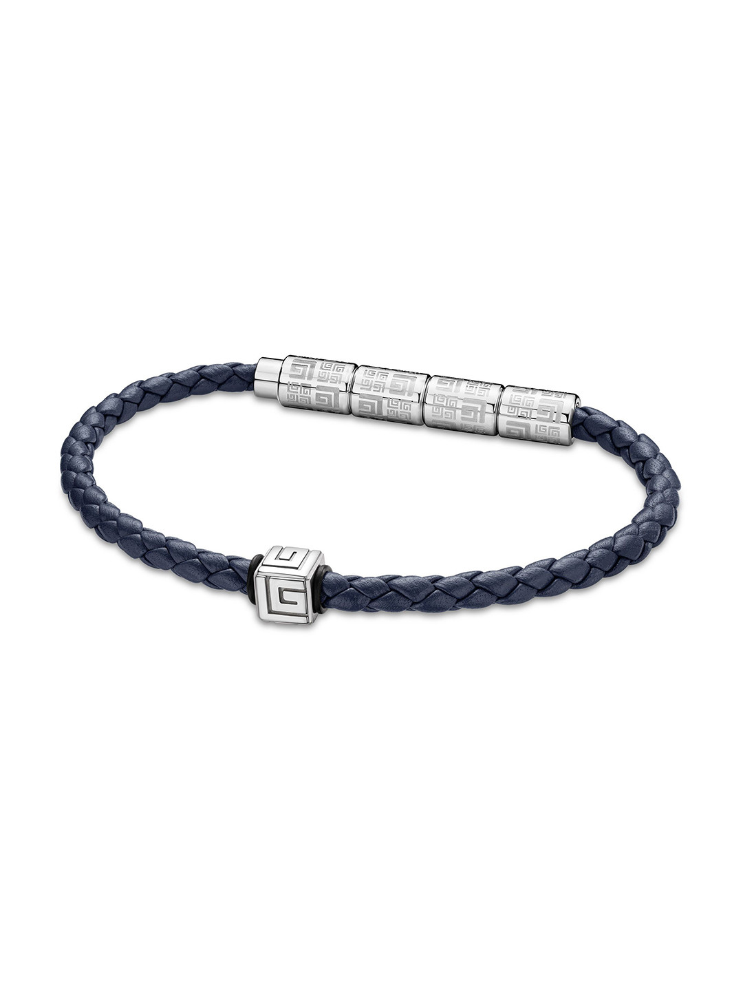 

Guy Laroche Gabriel Men Leather & Stainless Steel Wraparound Bracelet, Blue