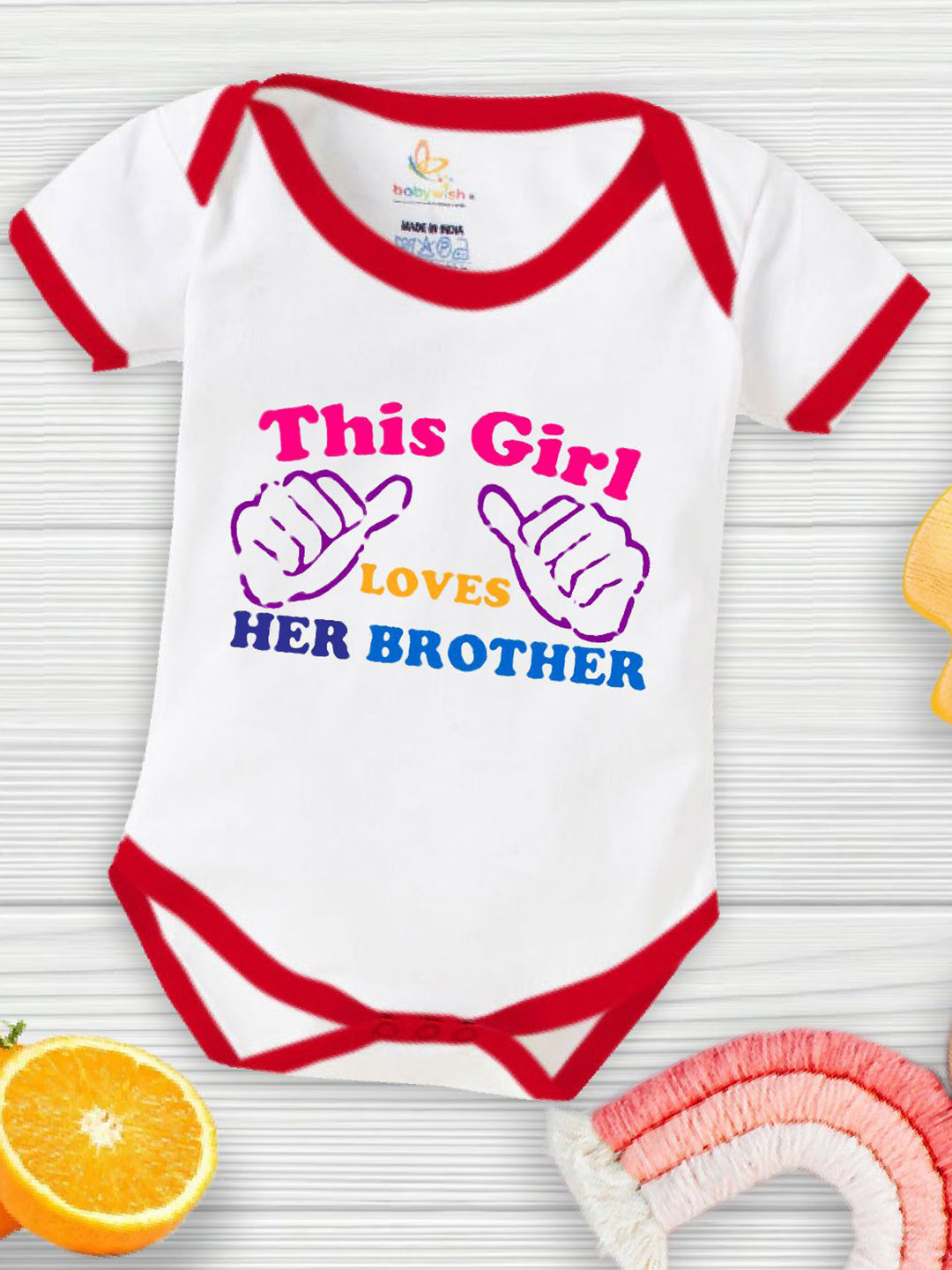 

Babywish Infants Printed Cotton Bodysuit, White