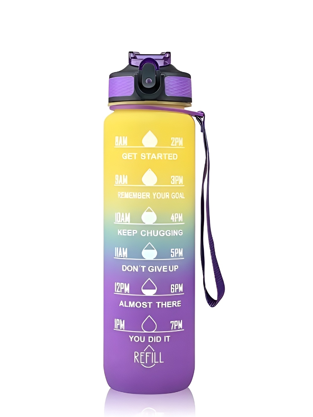 

WELOUR Yellow & Purple Printed Water Bottle 1L